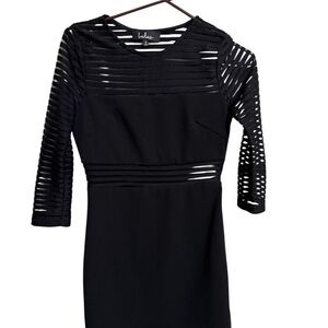 O54 Lulu's Elegant Black Long Sleeve Dress